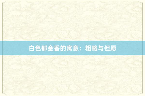 白色郁金香的寓意：粗略与但愿