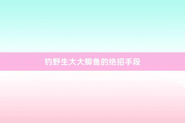 钓野生大大鲫鱼的绝招手段
